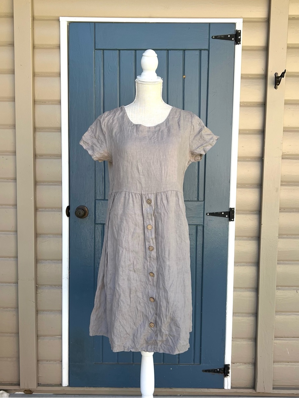 Terzo Millennio Italian Linen Relaxed Button-Down Summer Dress Size Medium